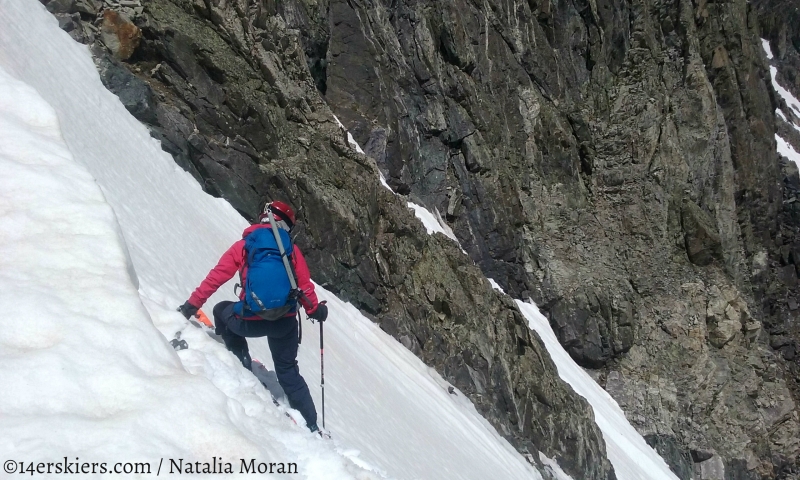 Brittany Walker Konsella skiing Fletcher Mountain Northeast Couloirs.