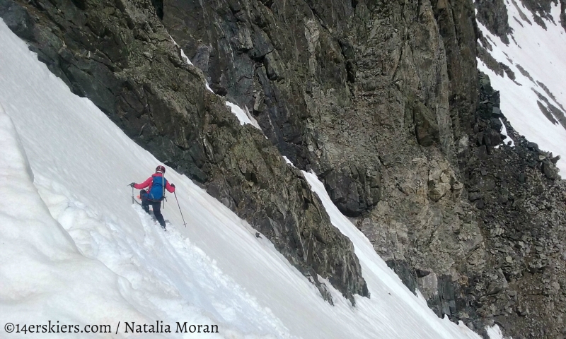 Brittany Walker Konsella skiing Fletcher Mountain Northeast Couloirs.