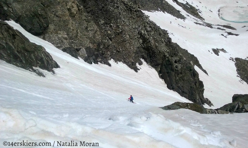 Brittany Walker Konsella skiing Fletcher Mountain Northeast Couloirs.