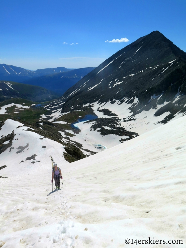 Skiing Fletcher Mountain Northeast Couloirs.