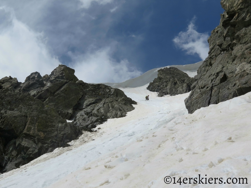 Chad Pranger skiing Fletcher Mountain Northeast Couloirs.