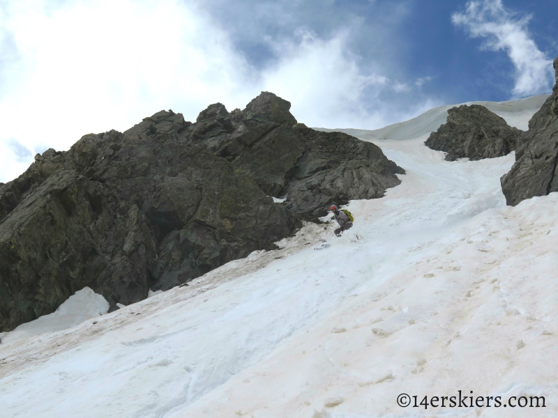 Chad Pranger skiing Fletcher Mountain Northeast Couloirs.