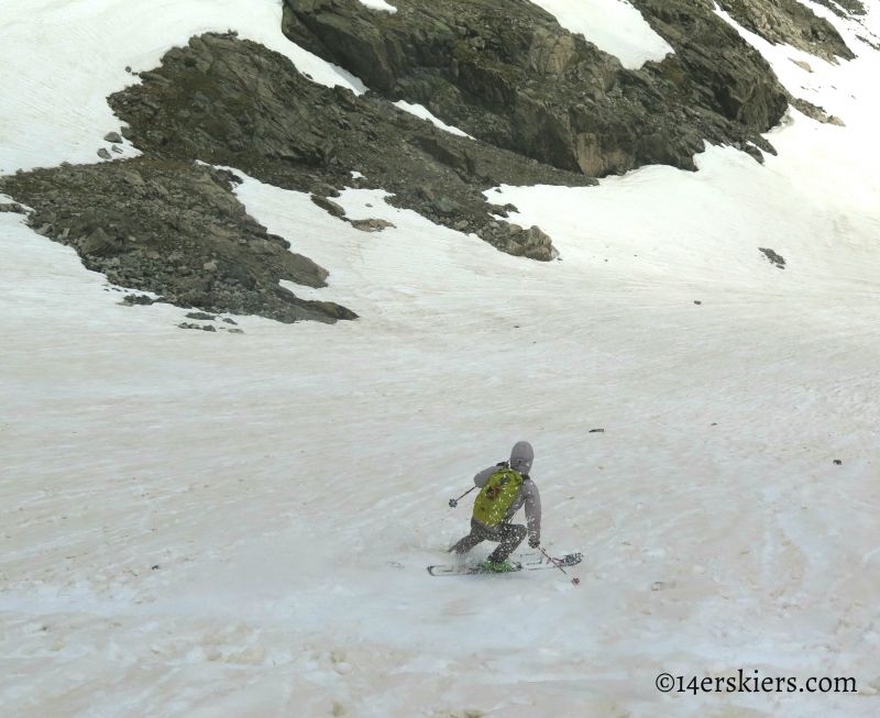 Chad Pranger skiing Fletcher Mountain Northeast Couloirs.