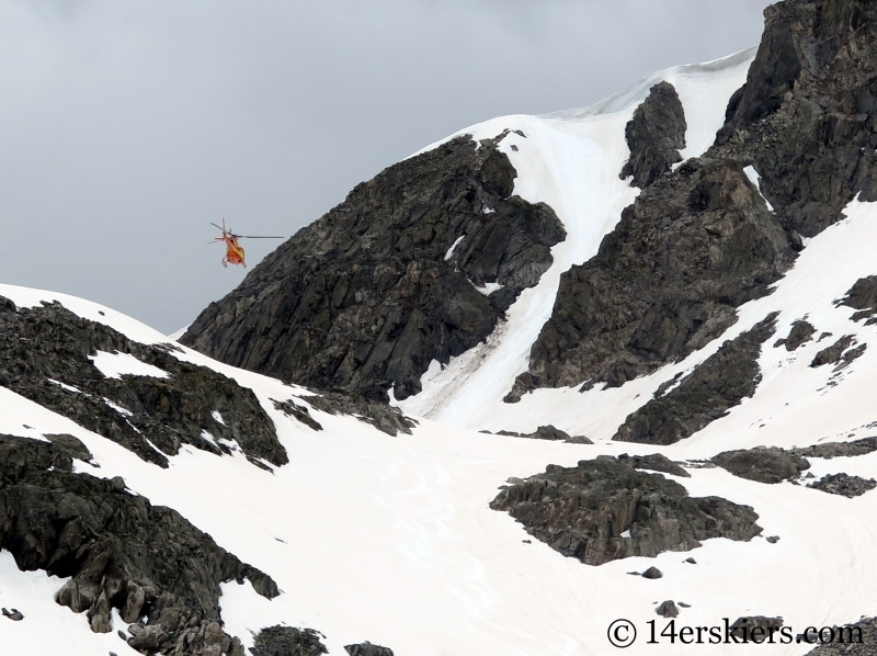 Rescue helicopter on Fletcher Mountain.