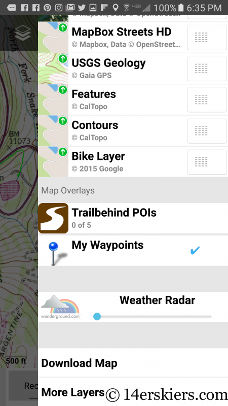 Using Gaia GPS App for backcountry skiing