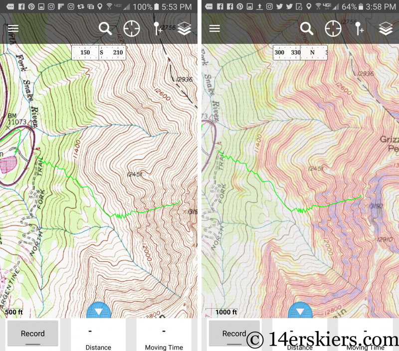 Using Gaia GPS App for backcountry skiing 