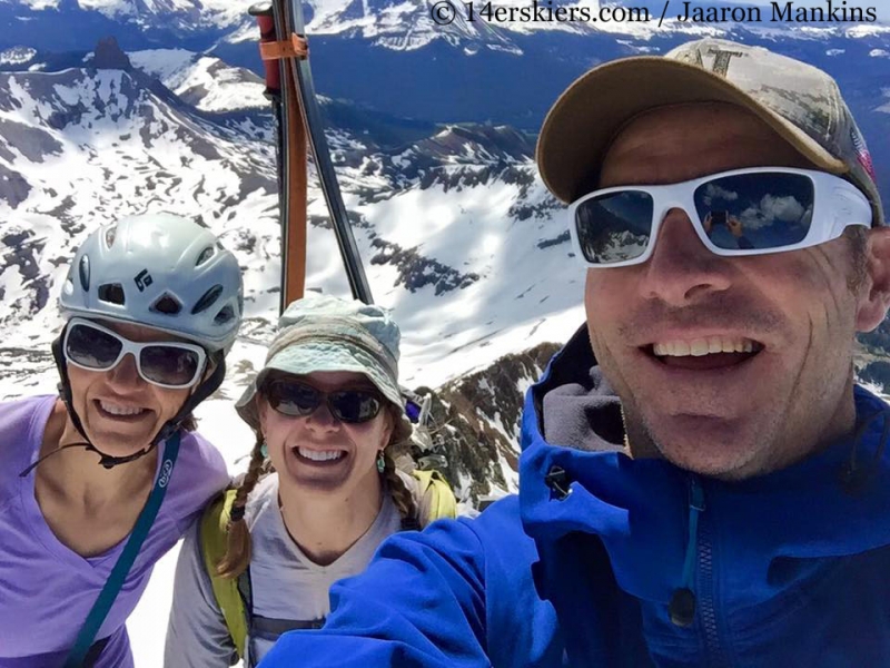 Natalie Moran, Brittany Walker Konsella, and Jaaron Mankins on the summit of Gladstone Peak. 