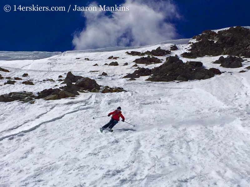 Brittany Walker Konsella backcountry skiing on Gladstone Peak. 
