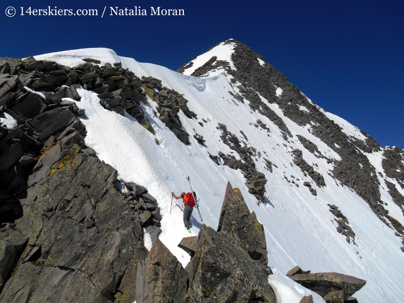 Climbing the ridge to go backcountry skiing on Gladstone Peak. 