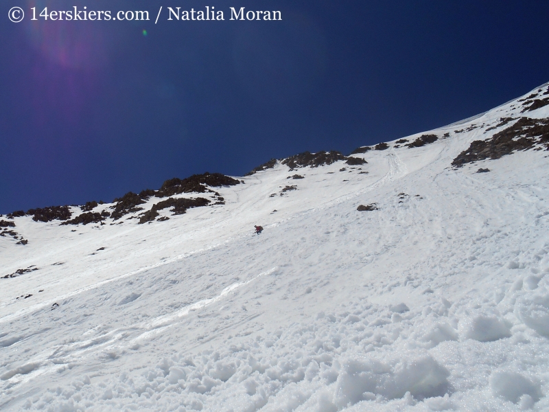 Brittany Walker Konsella backcountry skiing on Gladstone Peak.