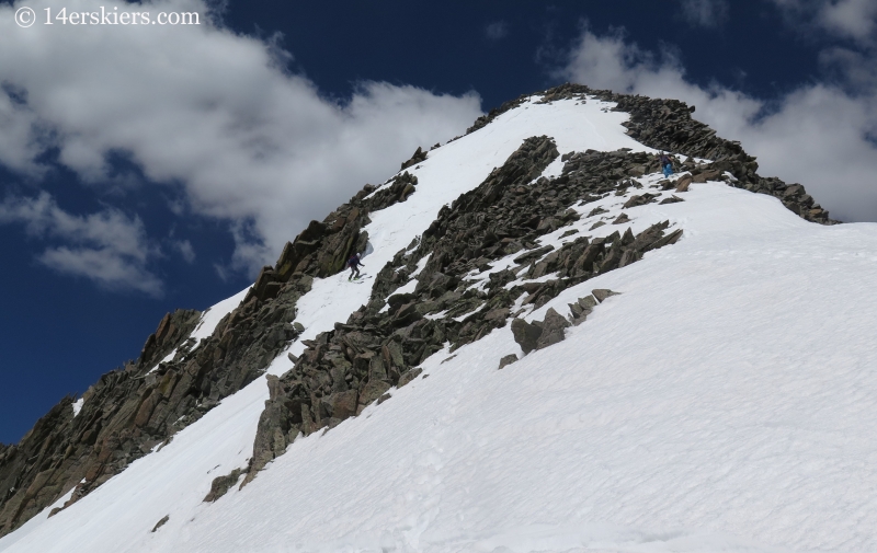 Jaaron Mankins backcountry skiing on Gladsone Peak. 