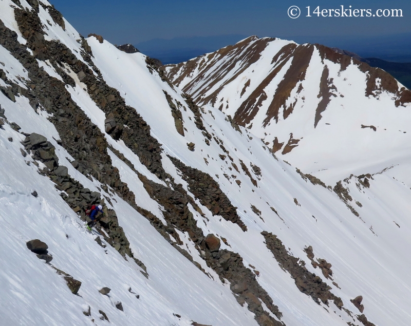 Jaaron Mankins backcountry skiing on Gladstone Peak. 