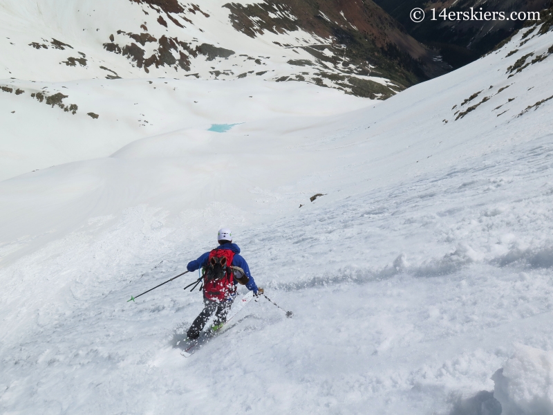 Jaaron Mankins backcountry skiing on Gladstone Peak. 