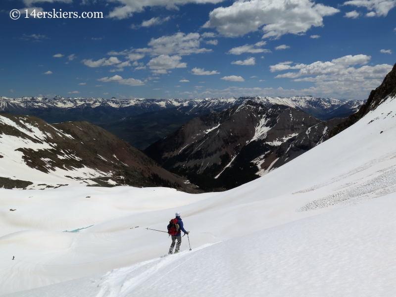 Backcountry skiing out Bilk Basin. 