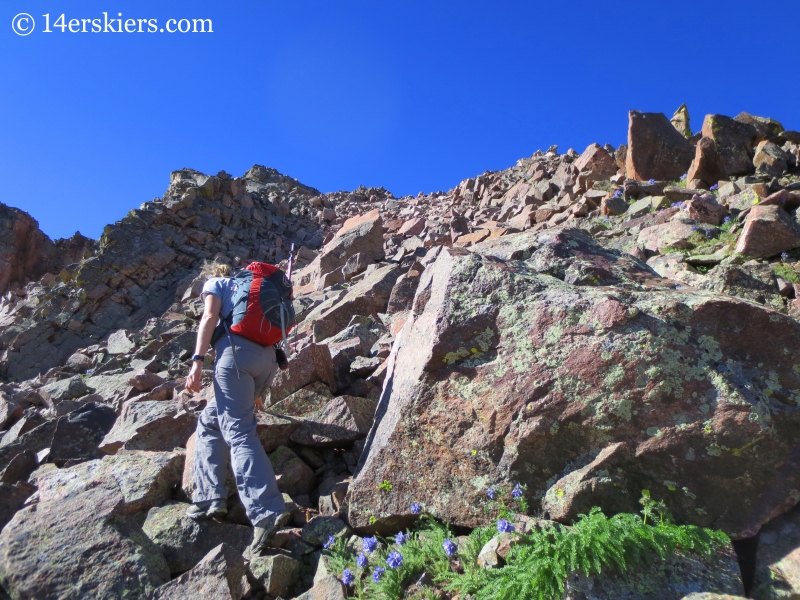 Natalia Moran climbing Snow Peak in the Gore Range. 