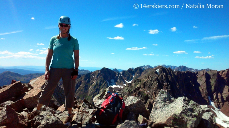 Brittany Konsella on the summit of Grand Traverse Peak. 