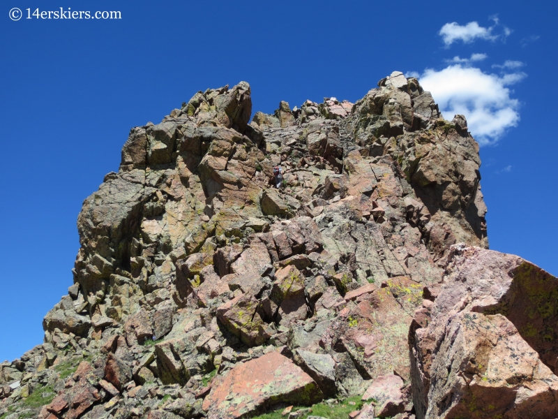 Climbing Palomino Point in the Gore Range. 