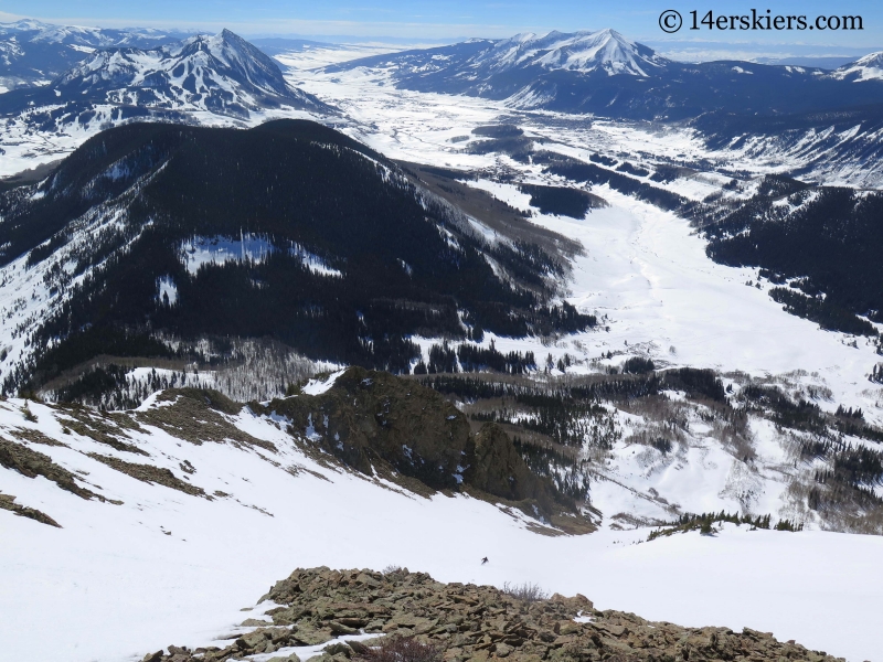 Mark Robbins backcountry skiing on Gothic Mountain.  