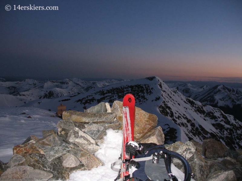 Sunrise on top of Grays Peak. 