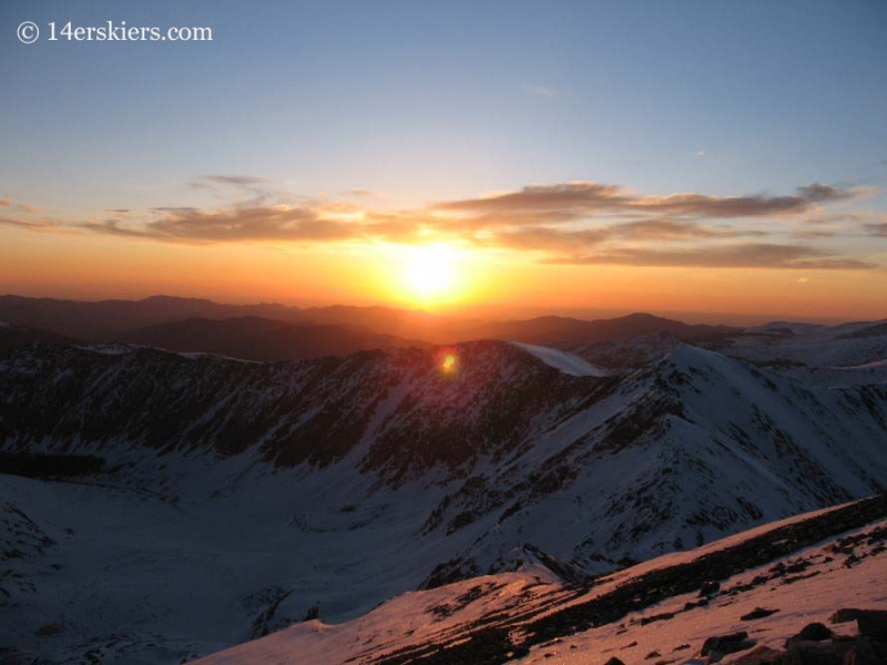 Sunrise seen from the summit of Grays Peak. 