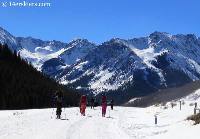 Skinning on Castle Creek Road toward Green-Wilson Hut