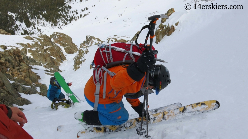 Getting ready for backcountry skiing on Grizzly Couloir. 