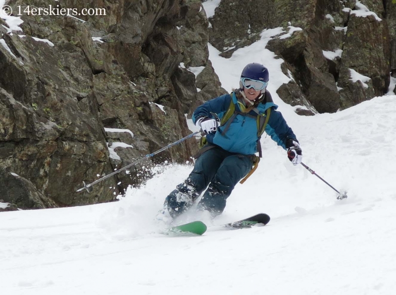 Brittany Walker Konsella backcountry skiing Grizzly Peak Couloir.