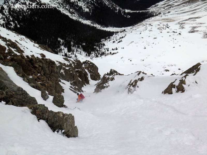 Gary Fondl backcountry skiing Grizzly Peak Couloir.