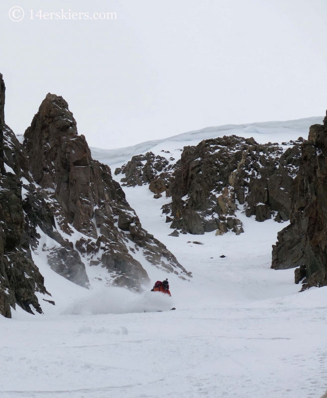 Gary Fondl backcountry skiing Grizzly Couloir.