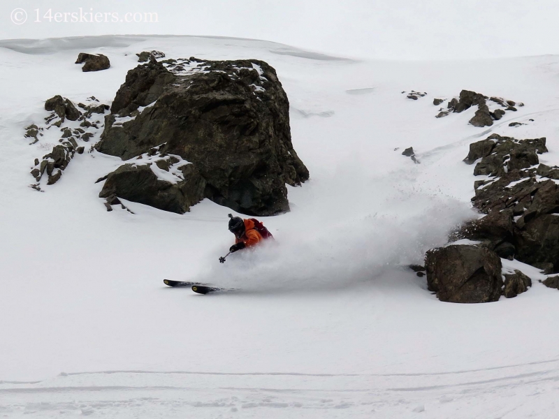 Gary Fondl backcountry skiing Grizzly Couloir.