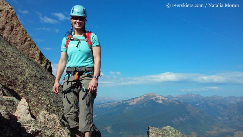 Brittany Konsella climbing Guides Ridge on Mount Crested Butte