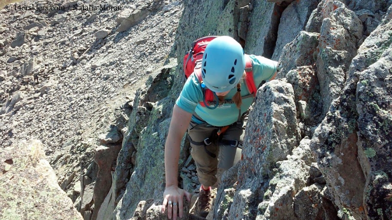 Brittany Konsella climbing Guides Ridge on Mount Crested Butte