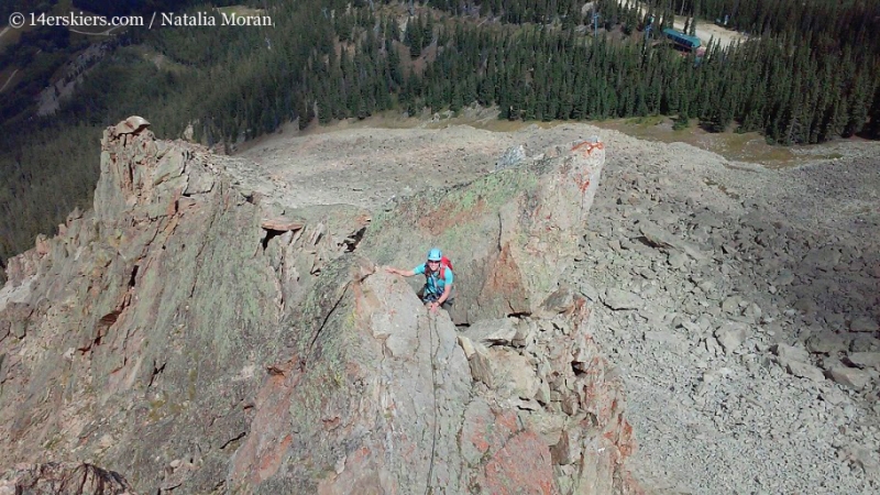 Brittany Konsella climbing Guides Ridge on Mount Crested Butte