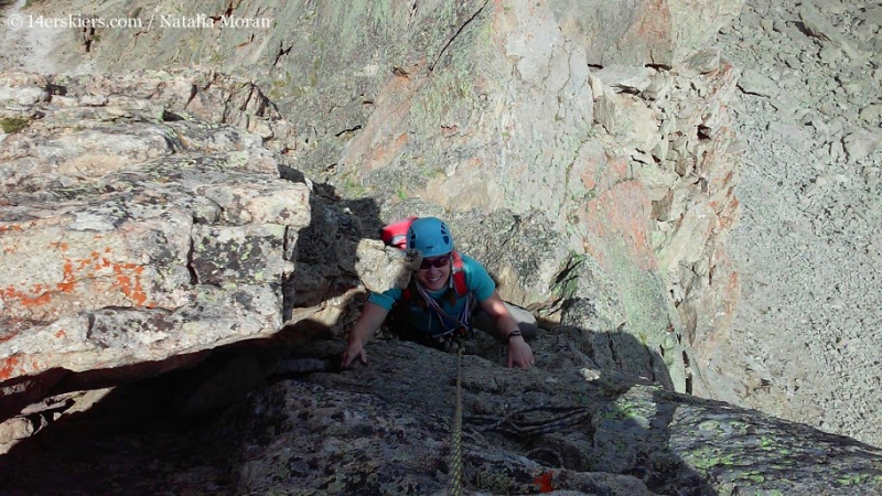 Brittany Konsella climbing Guides Ridge on Mount Crested Butte