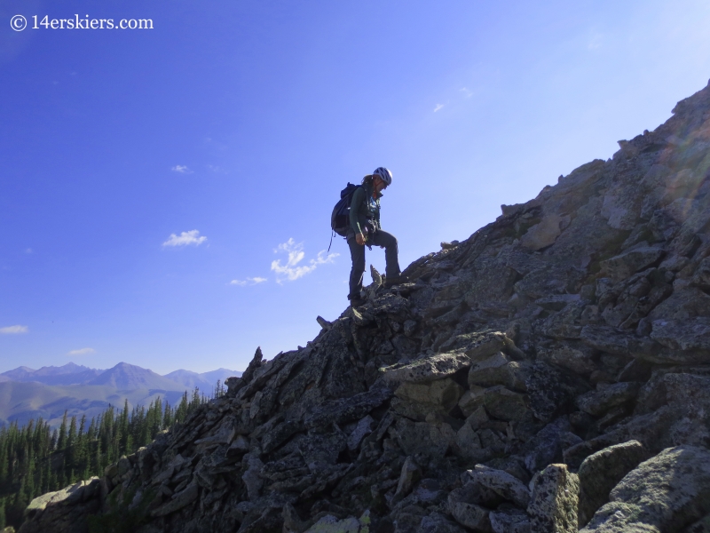 Natalia Moran approaching Guides Ridge.