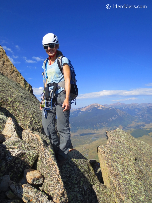 Natalia Moran climbing Guides Ridge on Mount Crested Butte