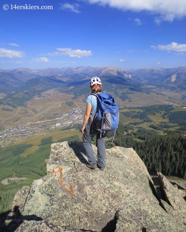 Natalia Moran climbing Guides Ridge on Mount Crested Butte