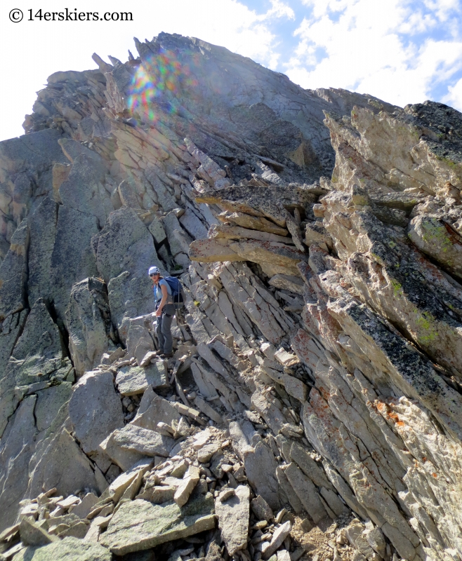 Natalia Moran climbing Guides Ridge on Mount Crested Butte