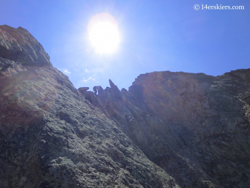 Natalia Moran climbing Guides Ridge on Mount Crested Butte