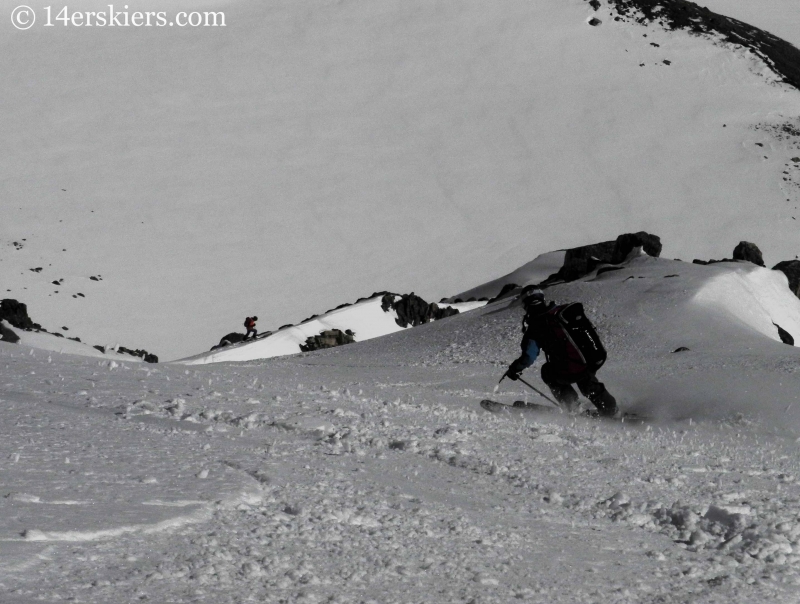 Brittany Konsella backcountry skiing on Hagar Mountain. 