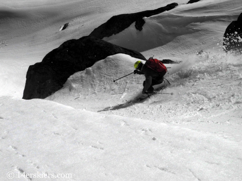 Alex backcountry skiing on Hagar Mountain. 