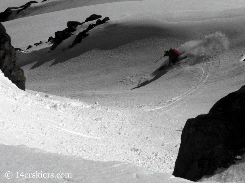 Alex backcountry skiing on Hagar Mountain.