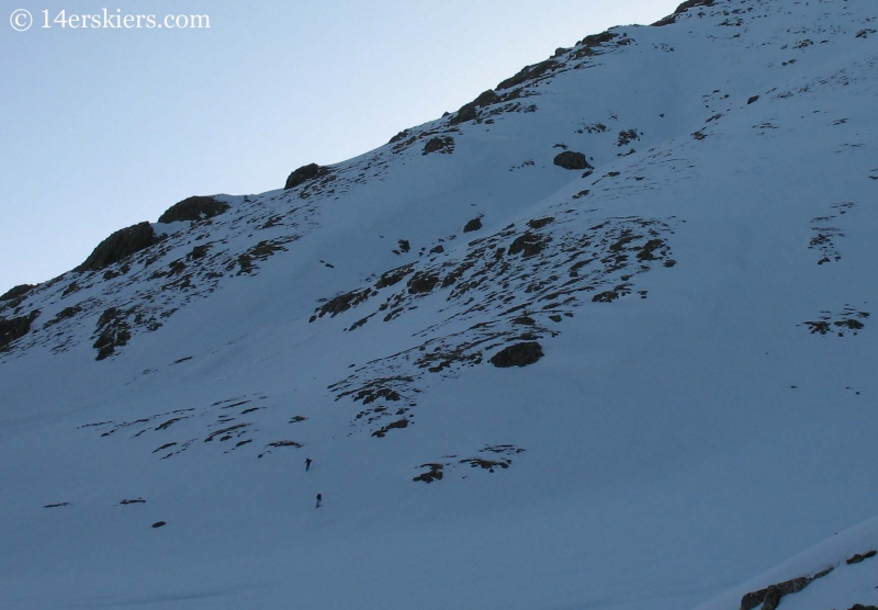 Backcountry skiing on Handies Peak 