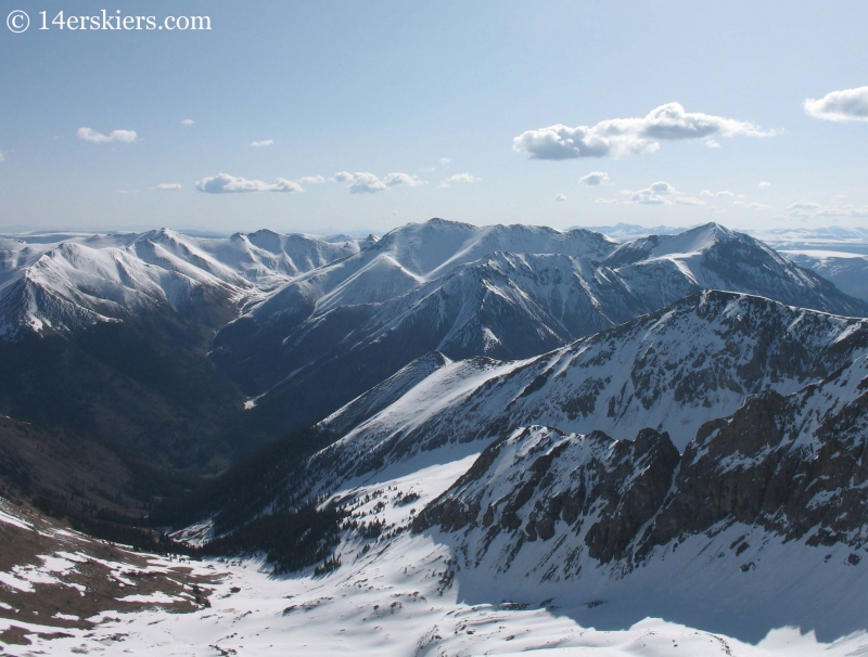 Sunshine and Redcloud seen from the summit of Handies Peak