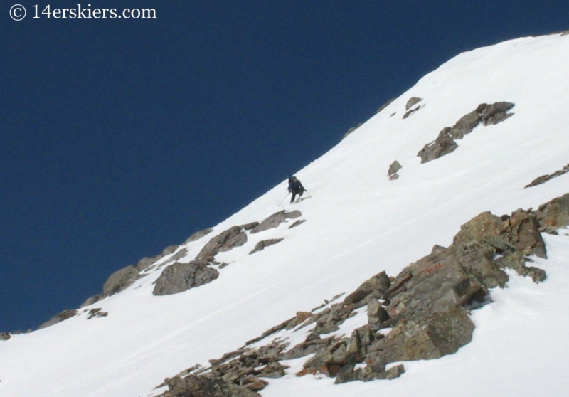 Jordan White backcountry skiing on Handies Peak.