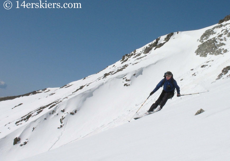 Jordan White backcountry skiing on Handies Peak.