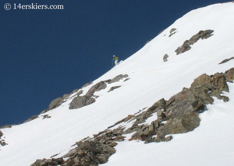 Brittany Walker Konsella backcountry skiing on Handies Peak.