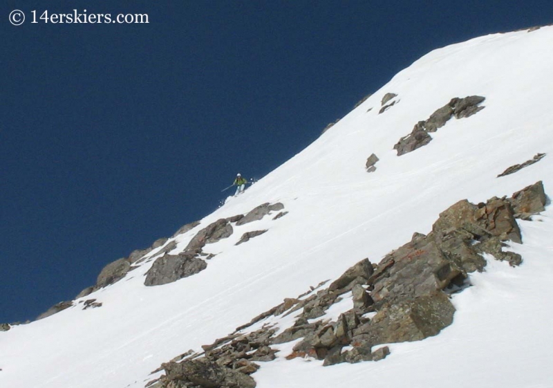 Brittany Walker Konsella backcountry skiing on Handies Peak.