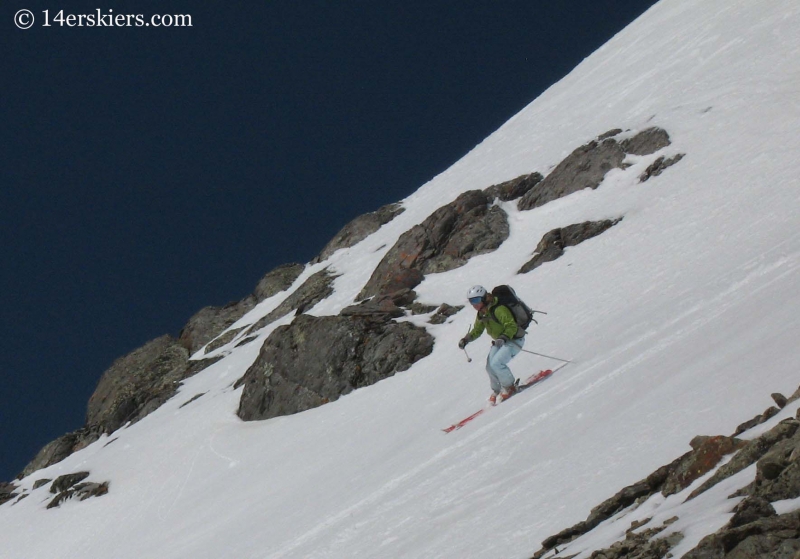 Brittany Walker Konsella backcountry skiing on Handies Peak.