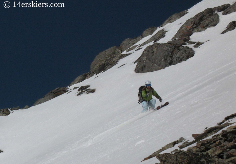 Brittany Walker Konsella backcountry skiing on Handies Peak.